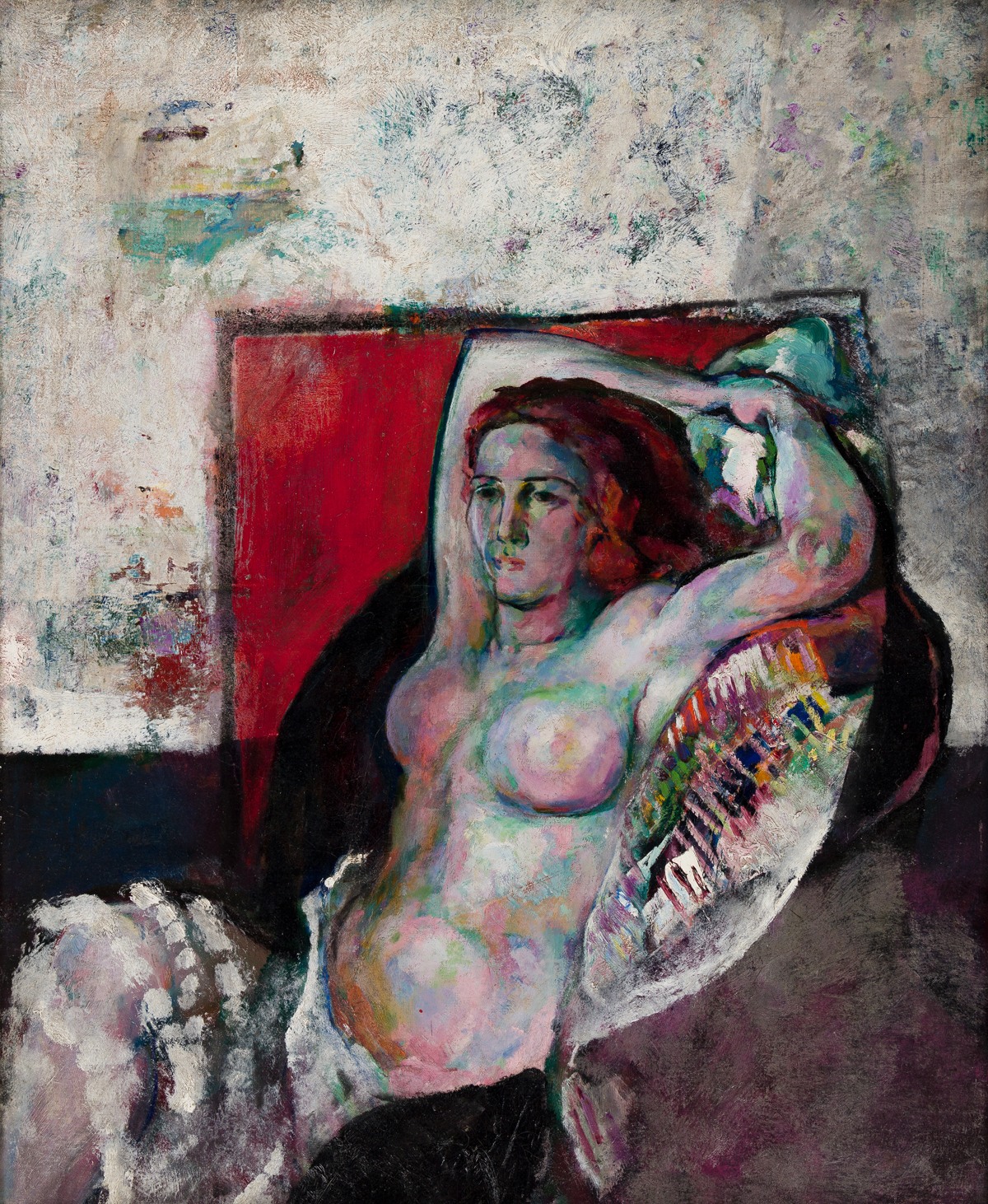 ARTHUR B. CARLES Nude with Red Background.